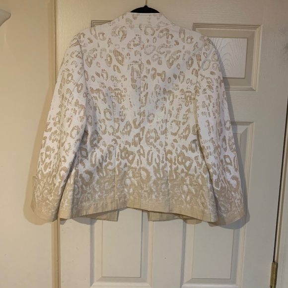 Chico’s Ivory/Tan Open Front Lined Jacket sz 1 - Picture 5 of 6